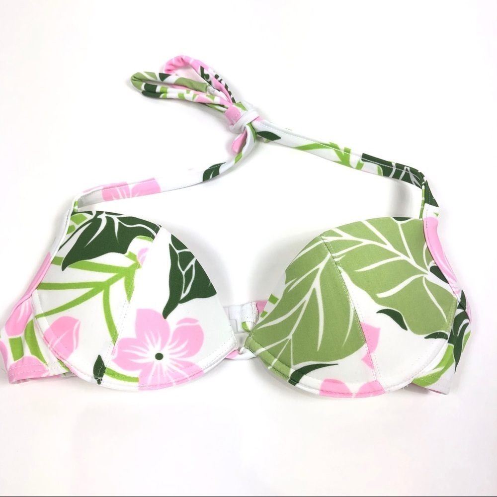 Cia Maritima Bikini Push-up halter top hibiscus pink